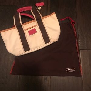 Coach small pink tote/hand bag